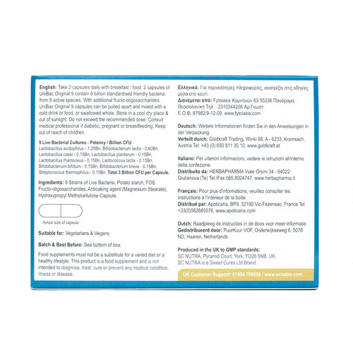 UniBac Original 9 Probiotics Live Unified Bacteria Blend